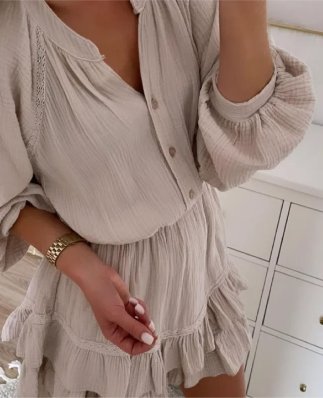 beżowa sukienka coś pięknego butik