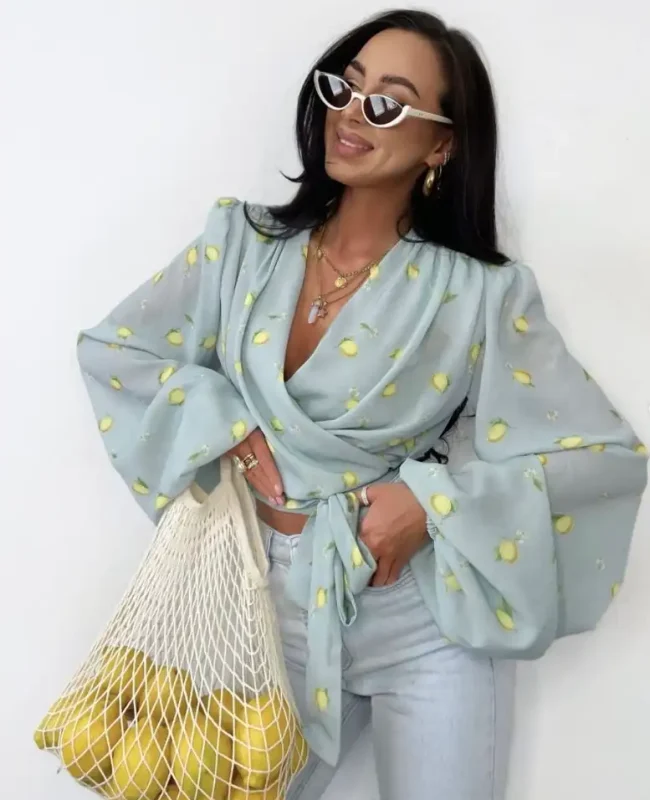 wiązana koszula w cytryny